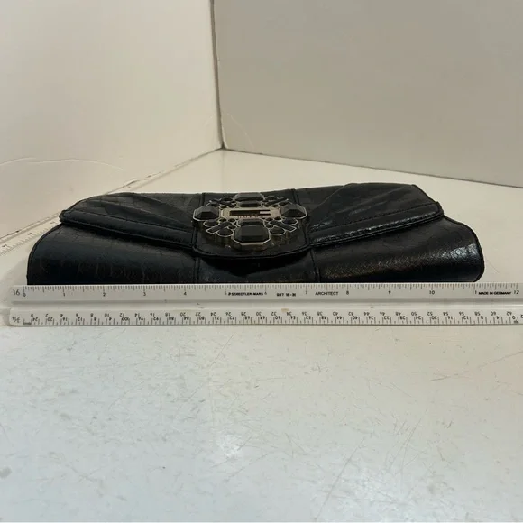 Guess women’s black animal print jewelled clutch - Picture 11 of 12